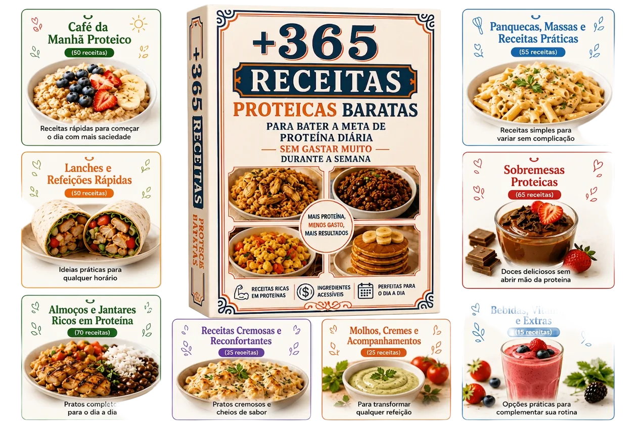 Mosaico com prévia das 357 receitas extras da Chef Luana